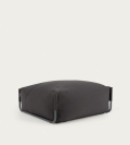 Pouf canapé modulable carré, 100% extérieur, gris foncé et aluminium noir, 101 x 101 cm