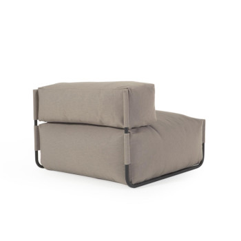 Pouf carré modulable 100 % extérieur avec dossier, aluminium vert et noir, 101 x 101 cm