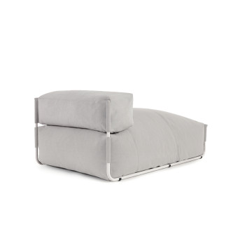 pouf carré modulable pour salon de jardin, gris clair et blanc, en aluminium, 165 x 101 cm