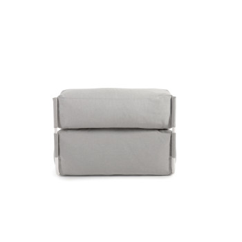 pouf carré modulable pour salon de jardin, gris clair et blanc, en aluminium, 165 x 101 cm