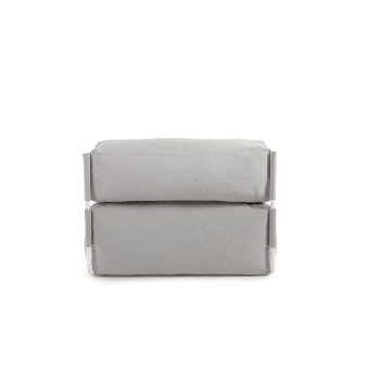 pouf carré modulable pour salon de jardin, gris clair et blanc, en aluminium, 165 x 101 cm