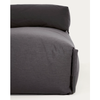 Canapé-pouf carré modulable pour salon d'extérieur, aluminium gris foncé et noir, 165x101 cm