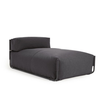 Canapé-pouf carré modulable pour salon d'extérieur, aluminium gris foncé et noir, 165x101 cm