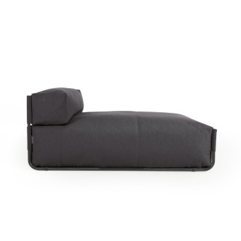 Canapé-pouf carré modulable pour salon d'extérieur, aluminium gris foncé et noir, 165x101 cm
