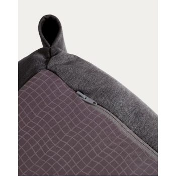 Canapé-pouf carré modulable pour salon d'extérieur, aluminium gris foncé et noir, 165x101 cm