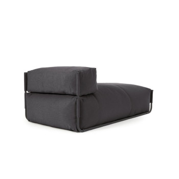 Canapé-pouf carré modulable pour salon d'extérieur, aluminium gris foncé et noir, 165x101 cm