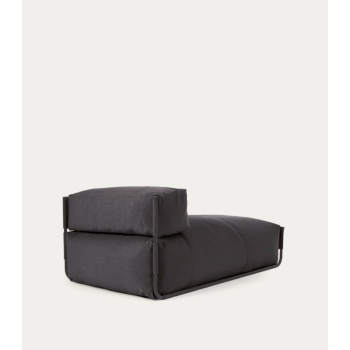 Canapé-pouf carré modulable pour salon d'extérieur, aluminium gris foncé et noir, 165x101 cm