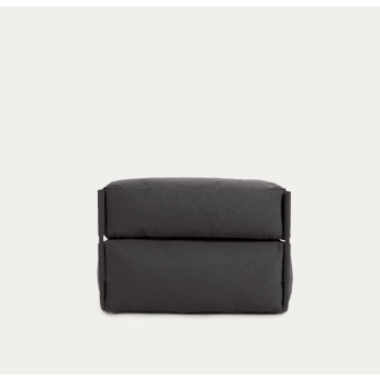 Canapé-pouf carré modulable pour salon d'extérieur, aluminium gris foncé et noir, 165x101 cm