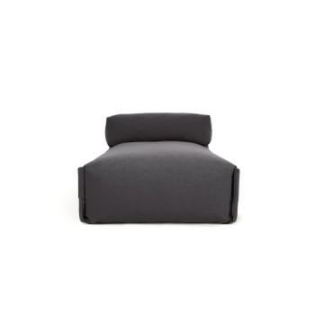 Canapé-pouf carré modulable pour salon d'extérieur, aluminium gris foncé et noir, 165x101 cm