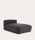Canapé-pouf carré modulable pour salon d'extérieur, aluminium gris foncé et noir, 165x101 cm