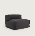 Canapé-pouf carré modulable avec dossier, 100% extérieur, gris foncé