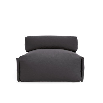 Canapé-pouf carré modulable avec dossier, 100% extérieur, gris foncé et aluminium noir, 101x101cm