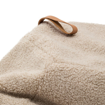 Pouf Vicka tissu bouclé beige Ø 70 cm