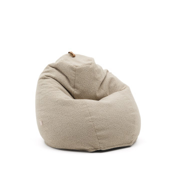 Pouf Vicka tissu bouclé beige Ø 70 cm