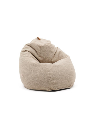 Pouf Vicka tissu bouclé beige Ø 70 cm