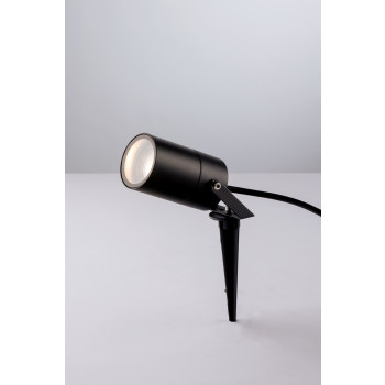 Projecteur AKRON noir avec 1 LED GU10 IP65 et picot 10x6cm