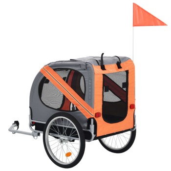 Remorque de vélo pour chien orange et gris