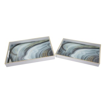 PAIRE S/POCHES MARBRE BLANC