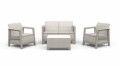 Salon de jardin beige 4 places KETER SCANDI avec coussins beiges
