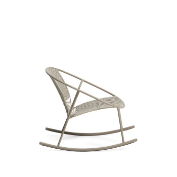 Fauteuil à bascule Atrani en acier galvanisé et corde couleur tourterelle