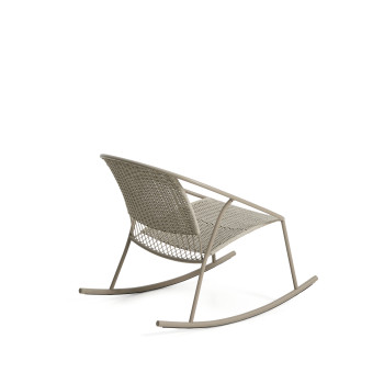 Fauteuil à bascule Atrani en acier galvanisé et corde couleur tourterelle