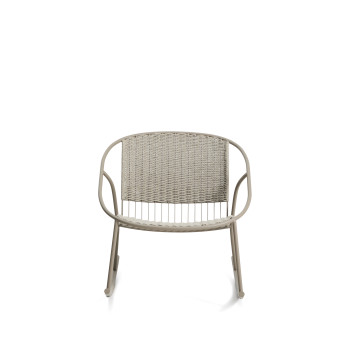 Fauteuil à bascule Atrani en acier galvanisé et corde couleur tourterelle