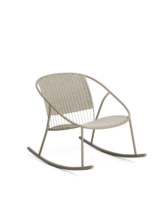 Fauteuil à bascule Atrani en acier galvanisé et corde couleur tourterelle
