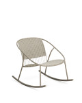 Fauteuil à bascule Atrani en acier galvanisé et corde couleur tourterelle