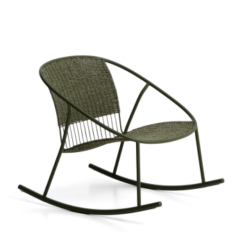 Fauteuil à bascule Atrani en acier galvanisé et corde verte