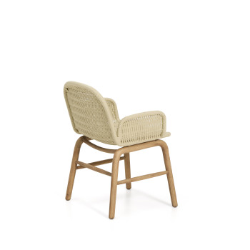 Chaise Alipa avec accoudoirs en bois d'acacia massif et corde écrue 100 % FSC