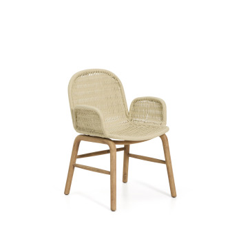 Chaise Alipa avec accoudoirs en bois d'acacia massif et corde écrue 100 % FSC