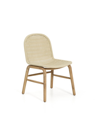 Chaise Alipa en bois d'acacia massif et corde écrue certifiée FSC 100%