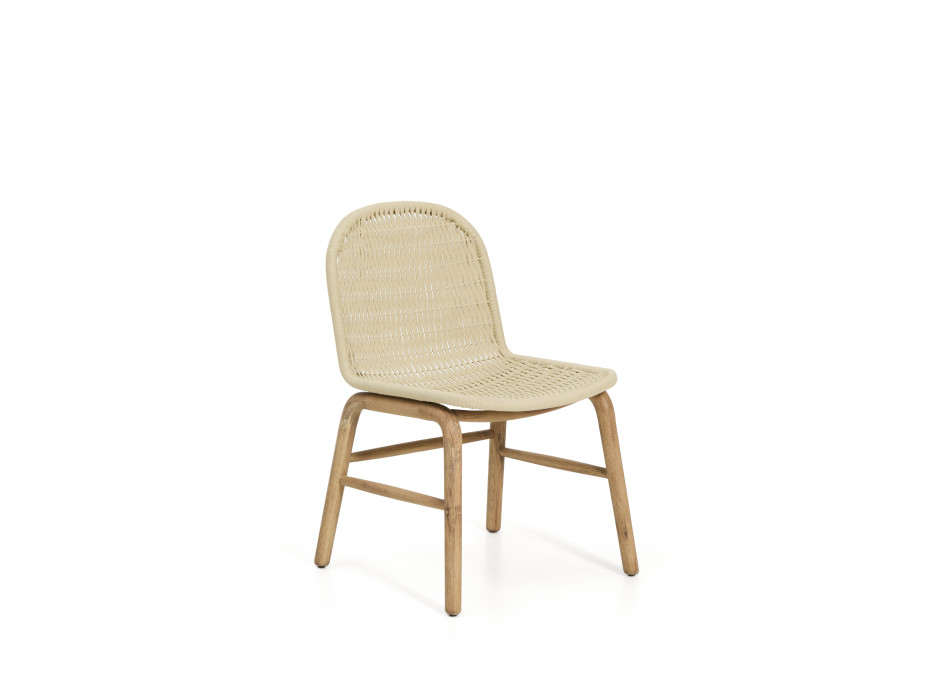 Chaise Alipa en bois d'acacia massif et corde écrue certifiée FSC 100%