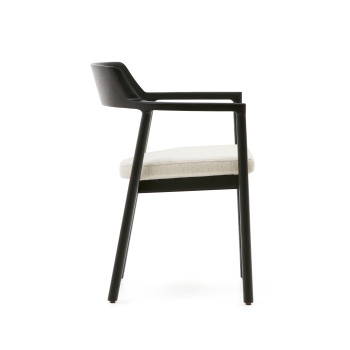 Chaise Alocs avec housse amovible, chenille beige, bois massif de chêne noir, certification FSC Mix