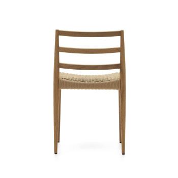 Chaise Analy en chêne massif certifié FSC 100% avec finition naturelle et assise en corde certifiée FSC 100%.