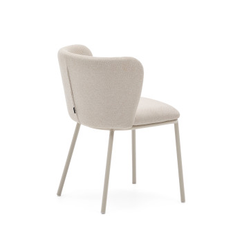 Chaise Ciselia en chenille beige et acier beige FSC Mix Credit