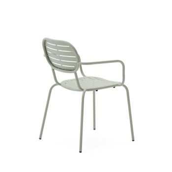 Chaise d'extérieur empilable Brai avec accoudoirs en acier galvanisé gris foncé