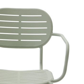 Chaise d'extérieur empilable Brai avec accoudoirs en acier galvanisé gris foncé