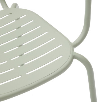 Chaise d'extérieur empilable Brai avec accoudoirs en acier galvanisé gris foncé