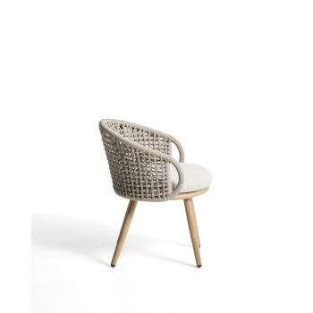 Chaise d'extérieur Lidario en aluminium imitation bois et corde synthétique gris tourterelle