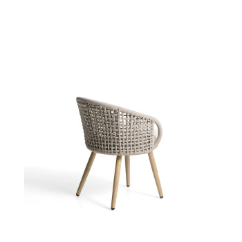 Chaise d'extérieur Lidario en aluminium imitation bois et corde synthétique gris tourterelle