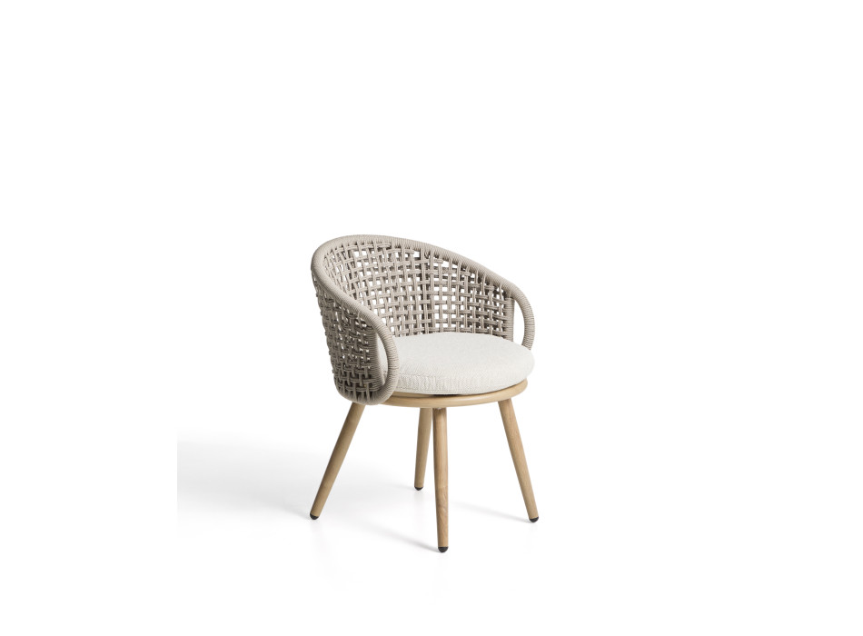 Chaise d'extérieur Lidario en aluminium imitation bois et corde synthétique gris tourterelle