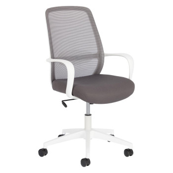 Chaise de bureau Melva grise avec pieds en acier blanc