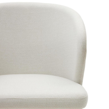 Chaise Darice en chenille beige et bois de hêtre massif avec une finition naturelle FSC 100%