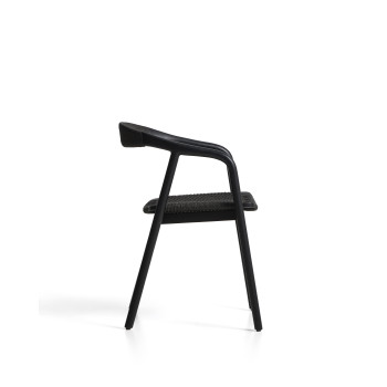 Chaise Derile en chêne massif finition noire et cordelette en papier noir certifiée FSC Mix