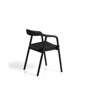 Chaise Derile en chêne massif finition noire et cordelette en papier noir certifiée FSC Mix