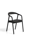 Chaise Derile en chêne massif finition noire et cordelette en papier noir certifiée FSC Mix
