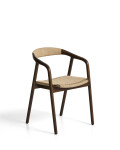 Chaise Derile en chêne massif finition noyer et cordelette en papier beige, certifiée FSC Mix.