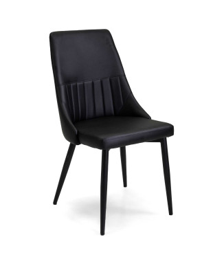 Fauteuil Oliver en similicuir noir avec piètement Vacchetti noir