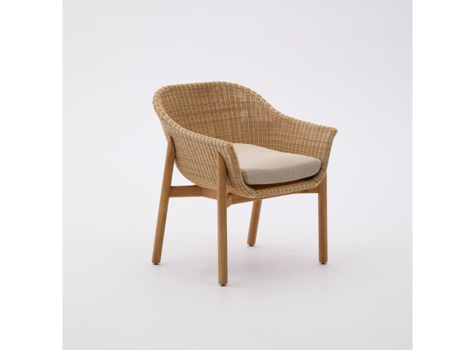 Chaise Galea en bois de teck massif et rotin synthétique 100% FSC